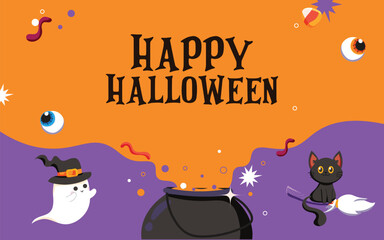 Happy Halloween Design Celebrate the spooky season with bold, festive typography and illustrations for October 31st.