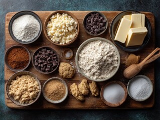 Flat Lay of Cookie Dough Ingredients on Baking Sheet