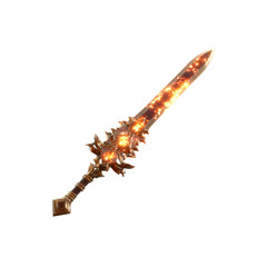 Luminous Golden Sword with Embellished Hilt and Glowing Blade - Fantasy Weapon