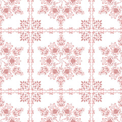 Luxury Rose Gold Damask Seamless Background with Elegant Vintage Ornament