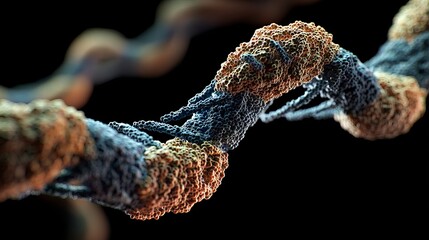 Stylized molecular structure representing DNA strands, showcasing intricate details.