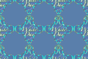 White Day Seamless Pattern with Elegant Ribbons and Polka Dots
