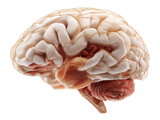 Anatomical illustration of human brain white background