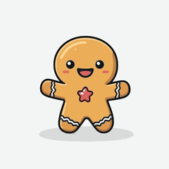 Smiling Gingerbread Man with Star Festive and Cheerful Cartoon Character