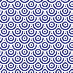 Blue and white concentric circles pattern geometric