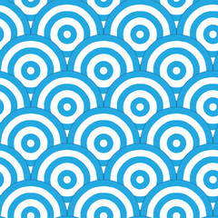 Blue and white concentric circles pattern vector