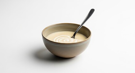 Creamy Soup Swirl in Bowl with Spoon