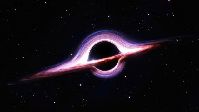 Artistic depiction of a black hole with accretion disk in deep space