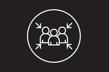 Assembly point icon concept outline symbol .evacuation assembly point sign. Assembly point icon. Safety Signs. Evacuation Plan
