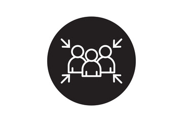 Assembly point icon concept outline symbol .evacuation assembly point sign. Assembly point icon. Safety Signs. Evacuation Plan
