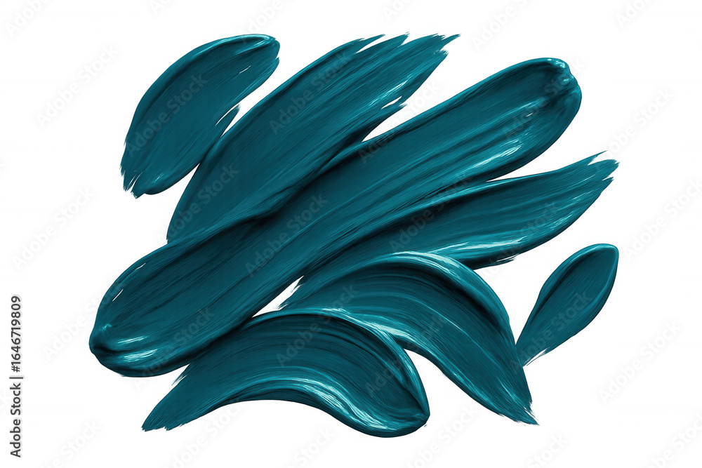 Poster turquoise paint brush strokes creating a dynamic and artistic element on a transparent background