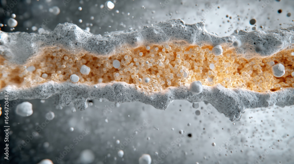 Poster microstructure of battery components electron microscope, showcasing intricate details