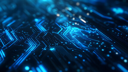 Futuristic glowing blue circuit board pattern for technology innovation