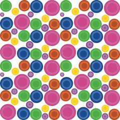 Colorful circles, circles, used to create backgrounds, patterns printed in the image, patterns on the surface of the products, multiple colors, used to create backgrounds, prints, patterns.