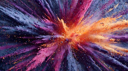 Close-Up of Colorful Powder Blast with Vivid Violet and Magenta