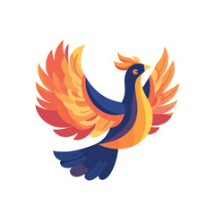 Stylized Phoenix with Vibrant Wings and Detailed Feathery Textures in Flight