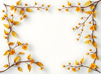 Metallic Gold Botanical Frame with White Space