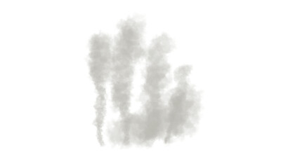 Soft gray smoke cloud isolated on white background. Realistic misty vapor texture for design, overlay, or atmospheric effect. Perfect for fog, haze, and weather illustration projects.