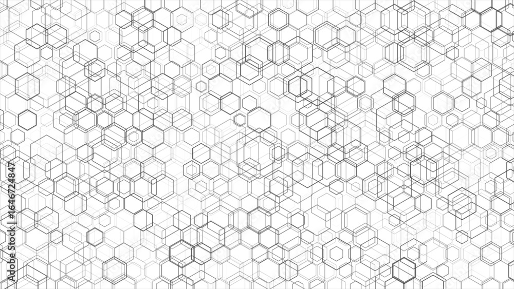 Poster geometric minimal background with abstract linear hexagons grid