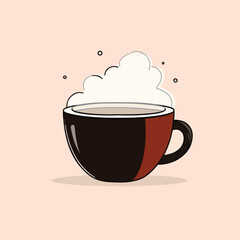 Warm Cartoon Coffee Cup with Steaming Vapor