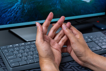 Work-related finger pain from repetitive typing—injury to bone, tendon, nerve, and muscle due to...