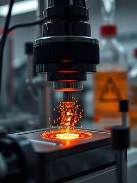 Close-up view of tritium production process in laboratory
