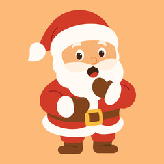 Santa Claus with an Open Mouth, a Classic Christmas Figure. Hand Drawn Vector Art.