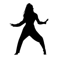ダンスのポーズを決める女性のシルエットイラスト