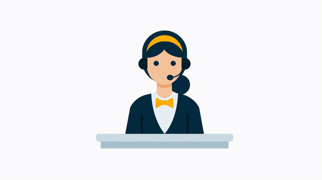 Customer Service Staff Illustration for Hospitality, Support, Service Design