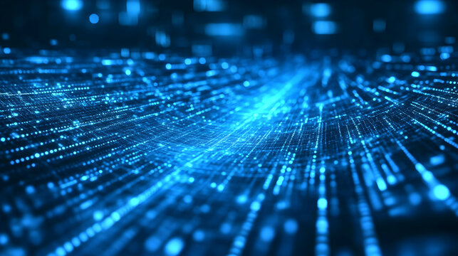 Abstract blue digital stream background showcases futuristic technology concepts - Powered by Adobe