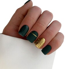 Young Woman’s Hands with Luxurious Professional Manicure Featuring Elegant Nail Art, Glossy...