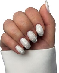 Young Woman’s Hands with Luxurious Professional Manicure Featuring Elegant Nail Art, Glossy...