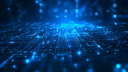 Obraz premium Abstract blue technology background with glowing lines and particles design