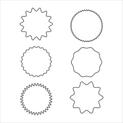 Round Badge Shape Vector Set with Decorative Edges for Labels and Stickers