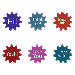 Colorful Speech Bubble Label Vector Set with Positive Messages and Greetings