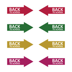 Colorful Back to School Arrow Labels for Education, Stationery Sales, and Student Promotions