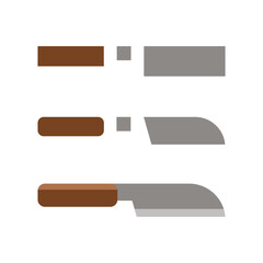 Professional Kitchen Knife Vector Set with Wooden Handles for Cooking and Culinary Design