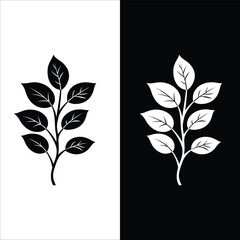 Elegant Leaf Branch Vector Illustration in Black and White for Botanical and Nature Inspired Designs