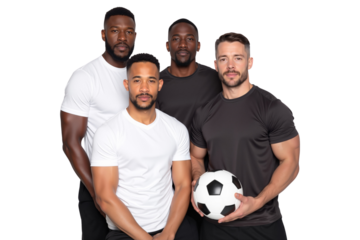 Portrait of a diverse, multicultural soccer team looking at the camera with confident expressions