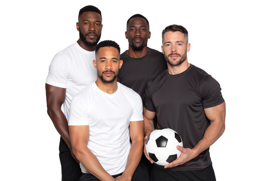 Portrait of a diverse, multicultural soccer team looking at the camera with confident expressions