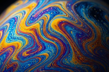 Abstract Colorful Swirling Pattern with Vibrant Blue Yellow and Red Tones for Artistic and Decorative Use