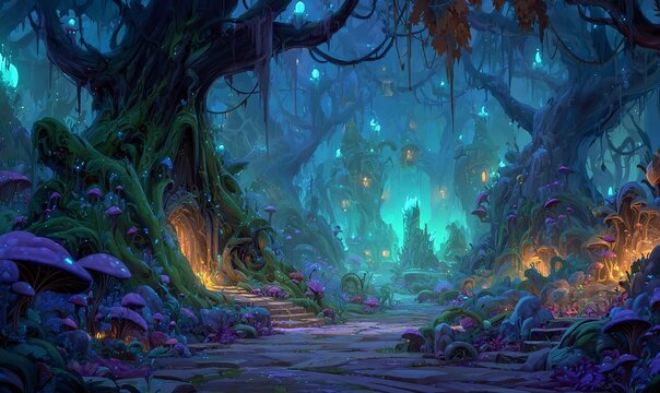 GEHEIMNISVOLLER ZAUBERWALD, HALLOWEEN-HINTERGRUND