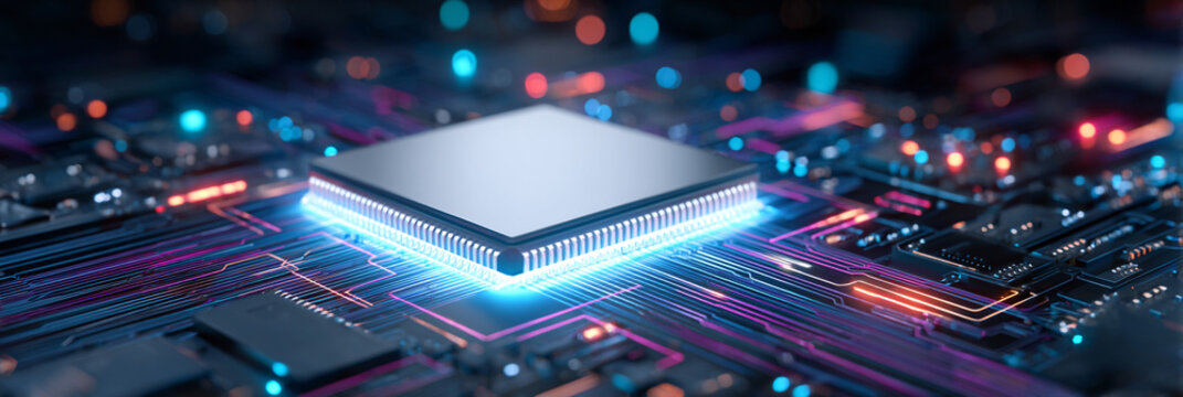 MICROCHIP DE IA BRILLANTE EN PLACA BASE