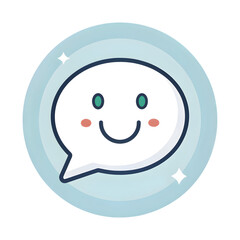 Obraz premium Cute smiling speech bubble with happy face and sparkles