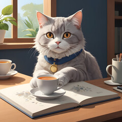 A Whimsical Cat Tea Party A Feline's Delightful Afternoon Tea