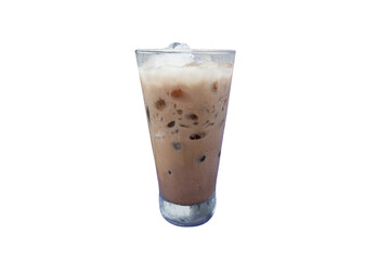 Creamy Iced Cocoa Beverage in a Tall Glass on Transparent Background