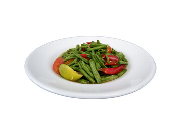 Fresh Vegetable Salad with Green Beans and Tomato on a Transparent Background