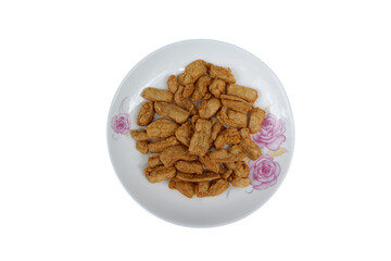 Delicious Vegetarian Crispy Chicken on Floral Plate for Snack Time