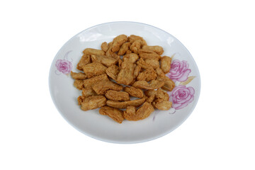 Vegetarian Crispy Chicken on White Surface with Floral Decorations