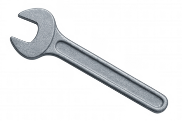 Chrome wrench tool isolated on transparent background, ideal for construction and repair concepts